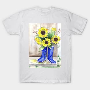 Sunflowers in Rain Boots T-Shirt